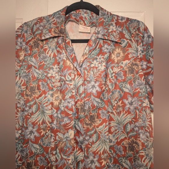 Vintage Red and Blue Midi Sundress with Notched Collar - Picture 6 of 6